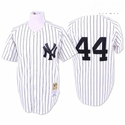 Mens Mitchell and Ness New York Yankees 44 Reggie Jackson Authentic White Throwback MLB Jersey