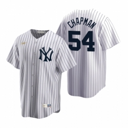 Mens Nike New York Yankees 54 Aroldis Chapman White Cooperstown Collection Home Stitched Baseball Jerse