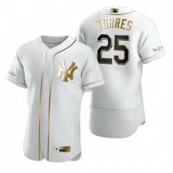 New York Yankees 25 Gleyber Torres White Nike Mens Authentic Golden Edition MLB Jersey