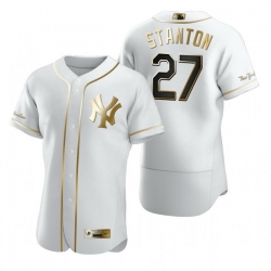 New York Yankees 27 Giancarlo Stanton White Nike Mens Authentic Golden Edition MLB Jersey