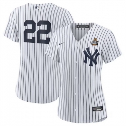 Women New York Yankees 22 Juan Soto White 2024 World Series Cool Base Stitched Baseball Jersey