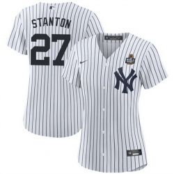 Women New York Yankees 27 Giancarlo Stanton White 2024 World Series Cool Base Stitched Baseball Jersey