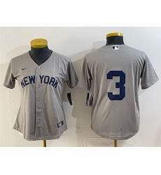 Women New York Yankees  3 Babe Ruth Grey Cool Base Stitched Baseball Jersey  
