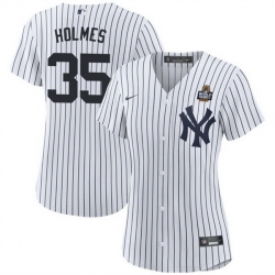 Women New York Yankees 35 Clay Holmes White 2024 World Series Cool Base Stitched Baseball Jersey