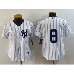 Women New York Yankees 8 Yogi Berra White Stitched Baseball Jersey