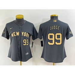 Women New York Yankees 99 Aaron Judge 2022 All Star Charcoal Stitched Baseball Jersey 28Run Small 29