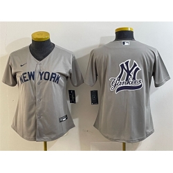 Women New York Yankees Gray Team Big Logo Cool Base Stitched Jersey 1