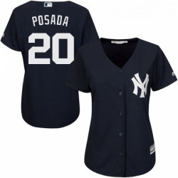 Womens Majestic New York Yankees 20 Jorge Posada Authentic Navy Blue Alternate MLB Jersey