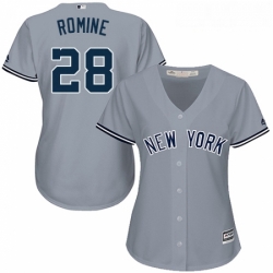 Womens Majestic New York Yankees 28 Austin Romine Replica Grey Road MLB Jersey