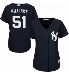 Womens Majestic New York Yankees 51 Bernie Williams Replica Navy Blue Alternate MLB Jersey