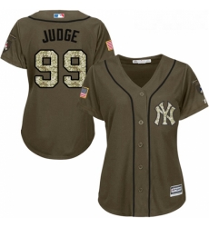 Womens Majestic New York Yankees 99 Aaron Judge Replica Green Salute to Service MLB Jersey