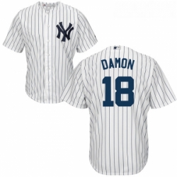 Youth Majestic New York Yankees 18 Johnny Damon Replica White Home MLB Jersey