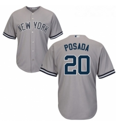 Youth Majestic New York Yankees 20 Jorge Posada Replica Grey Road MLB Jersey