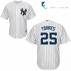 Youth Majestic New York Yankees 25 Gleyber Torres Authentic White Home MLB Jersey 