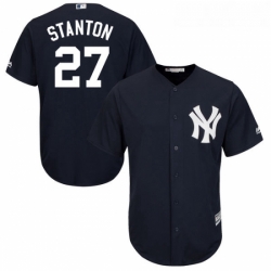 Youth Majestic New York Yankees 27 Giancarlo Stanton Authentic Navy Blue Alternate MLB Jersey 