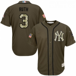 Youth Majestic New York Yankees 3 Babe Ruth Authentic Green Salute to Service MLB Jersey