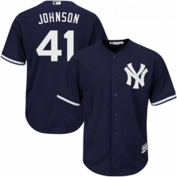 Youth Majestic New York Yankees 41 Randy Johnson Authentic Navy Blue Alternate MLB Jersey