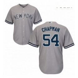 Youth Majestic New York Yankees 54 Aroldis Chapman Authentic Grey Road MLB Jersey