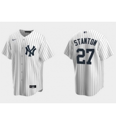 Youth New York Yankees 27 Giancarlo Stanton White Cool Base Stitched Baseball Jersey