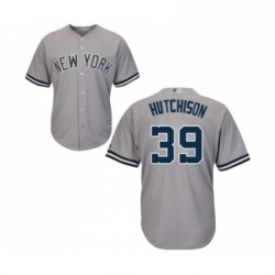 Youth New York Yankees 39 Drew Hutchison Authentic Grey Road Baseball Jersey 