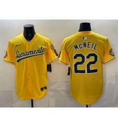 Men Oakland Athletics 22 Jeff McNeil 2026 Yellow Alternate Sacramento Celebrating 125 Years Vapor Limited Stitched Baseball Jersey Men Oakland Athletics 22 Jeff McNeil 2026 Yellow Alternate Sacramento Celebrating 125 Years Vapor Limited Stitched Baseball Jersey