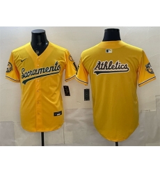 Men Oakland Athletics Team Big Logo 2026 Yellow Alternate Sacramento Celebrating 125 Years Vapor Limited Stitched Baseball Jerseys Men Oakland Athletics Team Big Logo 2026 Yellow Alternate Sacramento Celebrating 125 Years Vapor Limited Stitched Baseball Jerseys