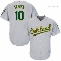 Mens Majestic Oakland Athletics 10 Marcus Semien Replica Grey Road Cool Base MLB Jersey