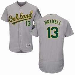 Mens Majestic Oakland Athletics 13 Bruce Maxwell Grey Road Flex Base Authentic Collection MLB Jersey