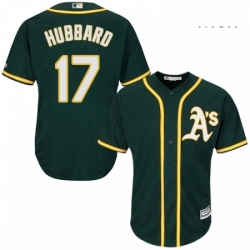 Mens Majestic Oakland Athletics 17 Glenn Hubbard Replica Green Alternate 1 Cool Base MLB Jersey