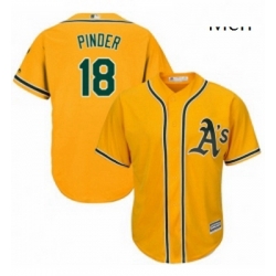 Mens Majestic Oakland Athletics 18 Chad Pinder Replica Gold Alternate 2 Cool Base MLB Jersey 