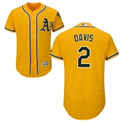 Mens Majestic Oakland Athletics 2 Khris Davis Gold Flexbase Authentic Collection MLB Jersey