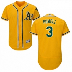 Mens Majestic Oakland Athletics 3 Boog Powell Gold Alternate Flex Base Authentic Collection MLB Jersey