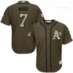 Mens Majestic Oakland Athletics 7 Walt Weiss Replica Green Salute to Service MLB Jersey