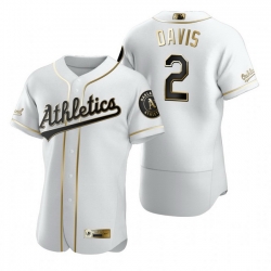 Oakland Athletics 2 Khris Davis White Nike Mens Authentic Golden Edition MLB Jersey