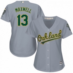 Womens Majestic Oakland Athletics 13 Bruce Maxwell Replica Grey Road Cool Base MLB Jersey 