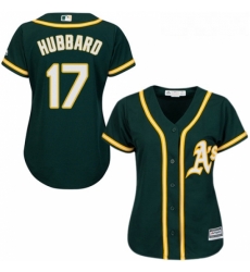 Womens Majestic Oakland Athletics 17 Glenn Hubbard Authentic Green Alternate 1 Cool Base MLB Jersey