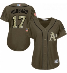 Womens Majestic Oakland Athletics 17 Glenn Hubbard Authentic Green Salute to Service MLB Jersey