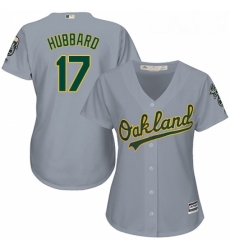 Womens Majestic Oakland Athletics 17 Glenn Hubbard Replica Grey Road Cool Base MLB Jersey