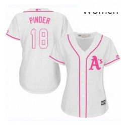 Womens Majestic Oakland Athletics 18 Chad Pinder Authentic White Fashion Cool Base MLB Jersey 