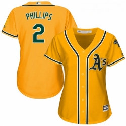 Womens Majestic Oakland Athletics 2 Tony Phillips Authentic Gold Alternate 2 Cool Base MLB Jersey