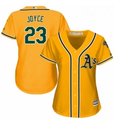 Womens Majestic Oakland Athletics 23 Matt Joyce Authentic Gold Alternate 2 Cool Base MLB Jersey