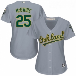 Womens Majestic Oakland Athletics 25 Mark McGwire Replica Grey Road Cool Base MLB Jersey