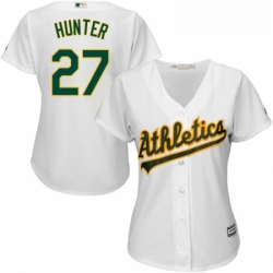 Womens Majestic Oakland Athletics 27 Catfish Hunter Replica White Home Cool Base MLB Jersey