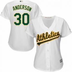 Womens Majestic Oakland Athletics 30 Brett Anderson Authentic White Home Cool Base MLB Jersey 