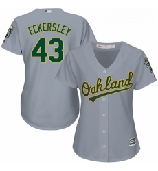 Womens Majestic Oakland Athletics 43 Dennis Eckersley Replica Grey Road Cool Base MLB Jersey