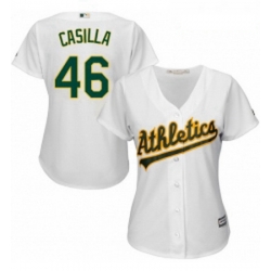 Womens Majestic Oakland Athletics 46 Santiago Casilla Authentic White Home Cool Base MLB Jersey