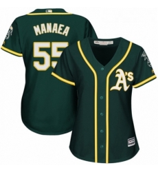 Womens Majestic Oakland Athletics 55 Sean Manaea Authentic Green Alternate 1 Cool Base MLB Jersey 