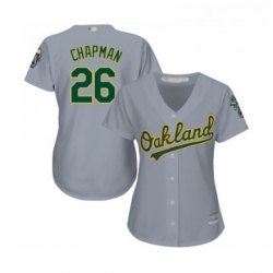 Womens Oakland Athletics 26 Matt Chapman Replica Grey Road Cool Base Baseball Jersey 