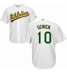 Youth Majestic Oakland Athletics 10 Marcus Semien Authentic White Home Cool Base MLB Jersey