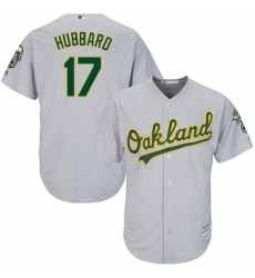 Youth Majestic Oakland Athletics 17 Glenn Hubbard Authentic Grey Road Cool Base MLB Jersey